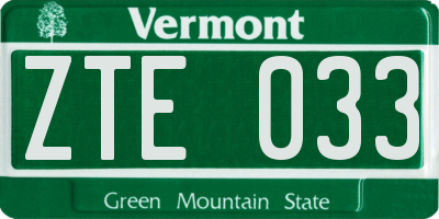 VT license plate ZTE033