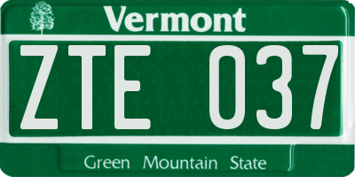 VT license plate ZTE037