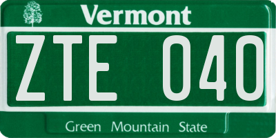 VT license plate ZTE040