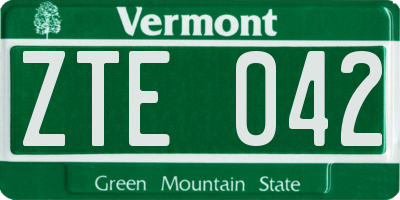 VT license plate ZTE042