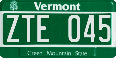 VT license plate ZTE045