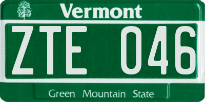 VT license plate ZTE046