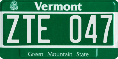 VT license plate ZTE047