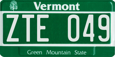 VT license plate ZTE049