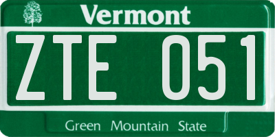 VT license plate ZTE051