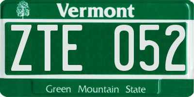 VT license plate ZTE052