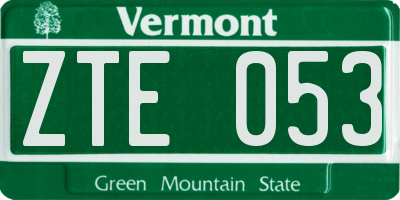 VT license plate ZTE053