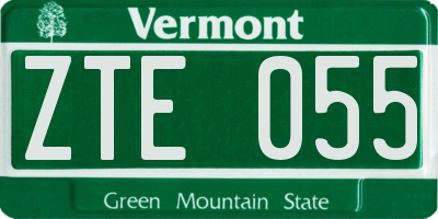 VT license plate ZTE055