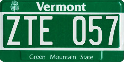 VT license plate ZTE057