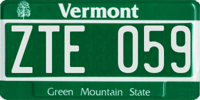 VT license plate ZTE059