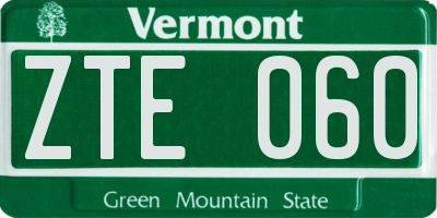 VT license plate ZTE060