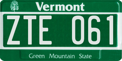 VT license plate ZTE061