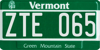 VT license plate ZTE065