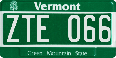 VT license plate ZTE066