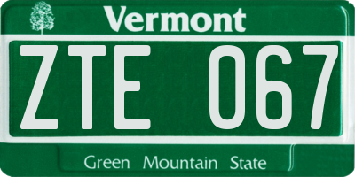 VT license plate ZTE067