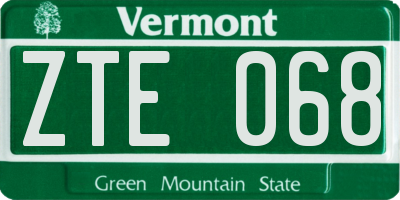VT license plate ZTE068