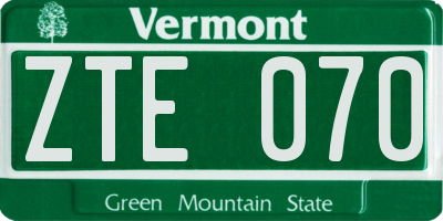 VT license plate ZTE070