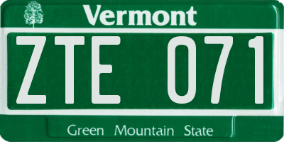 VT license plate ZTE071