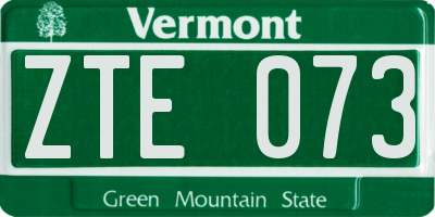 VT license plate ZTE073