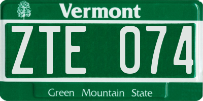 VT license plate ZTE074