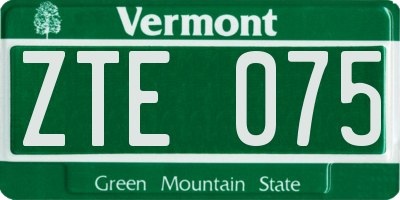 VT license plate ZTE075