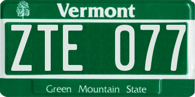 VT license plate ZTE077