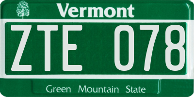 VT license plate ZTE078