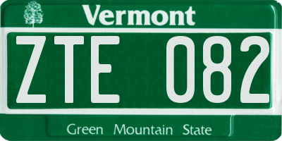 VT license plate ZTE082