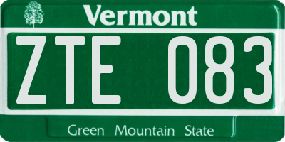 VT license plate ZTE083