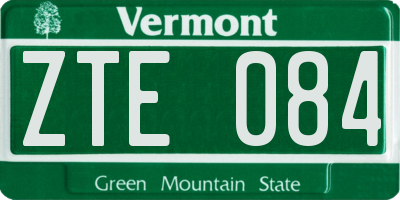 VT license plate ZTE084