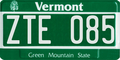 VT license plate ZTE085