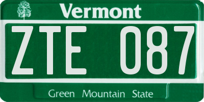VT license plate ZTE087