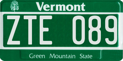 VT license plate ZTE089