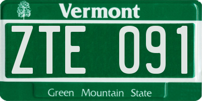 VT license plate ZTE091