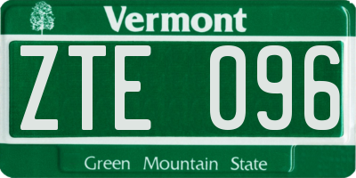 VT license plate ZTE096