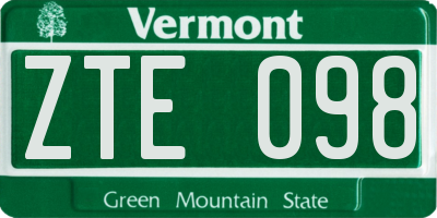 VT license plate ZTE098