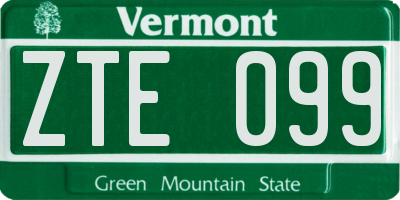 VT license plate ZTE099