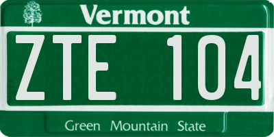 VT license plate ZTE104