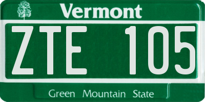 VT license plate ZTE105