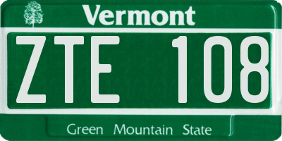 VT license plate ZTE108