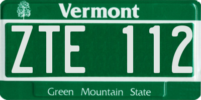 VT license plate ZTE112