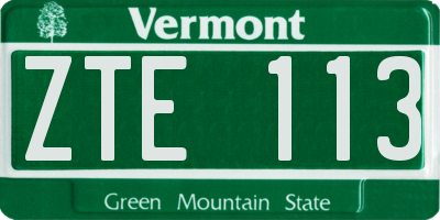 VT license plate ZTE113