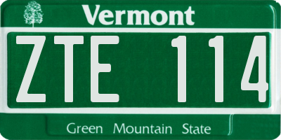 VT license plate ZTE114