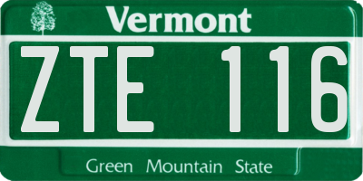 VT license plate ZTE116