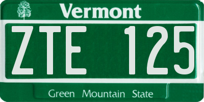 VT license plate ZTE125