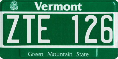 VT license plate ZTE126