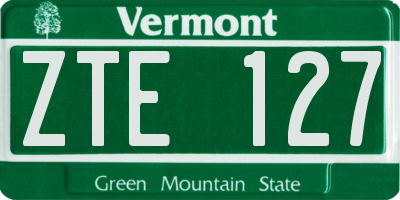 VT license plate ZTE127