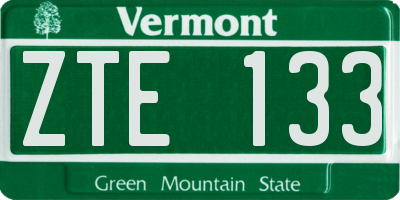 VT license plate ZTE133