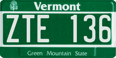 VT license plate ZTE136