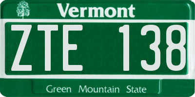 VT license plate ZTE138
